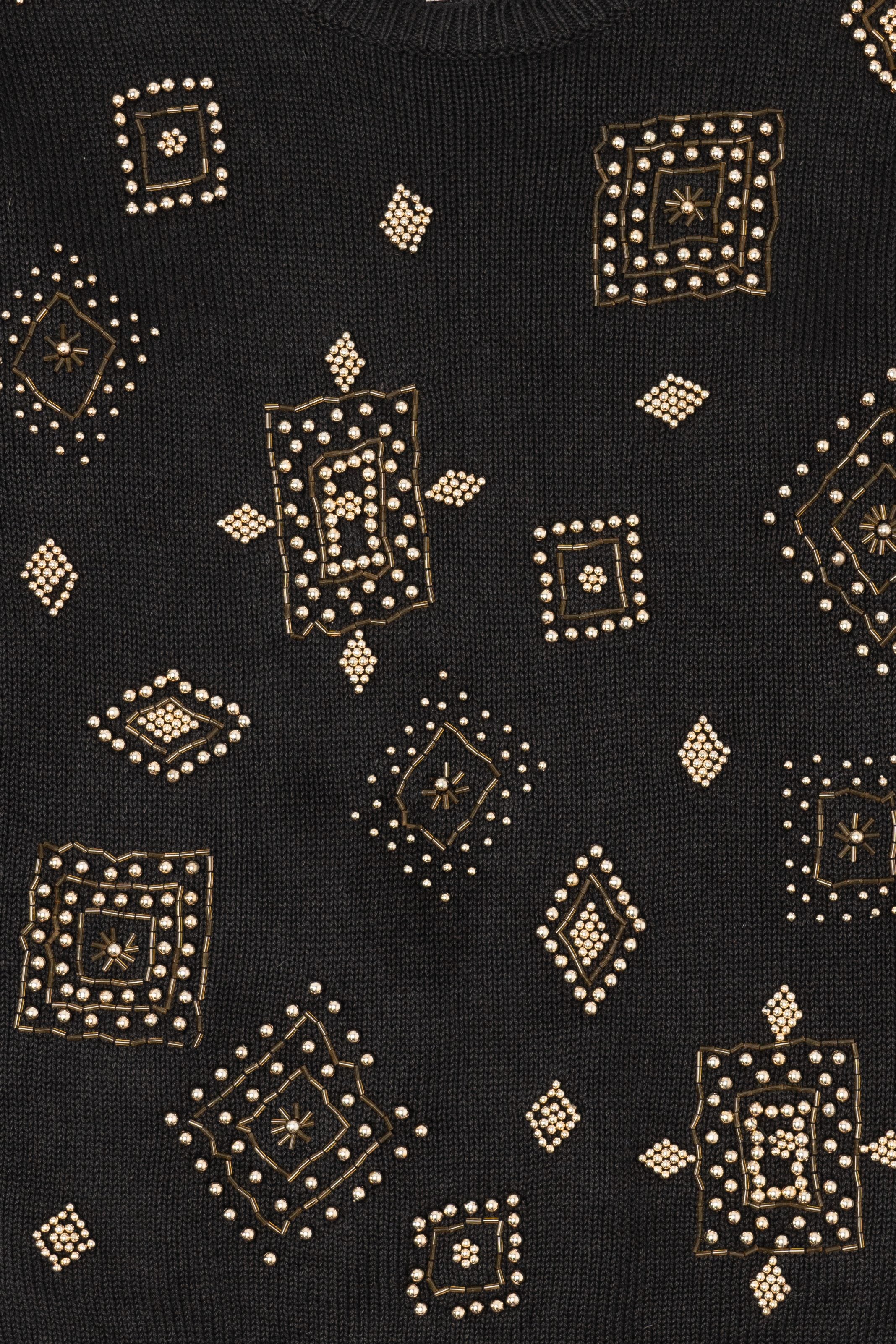 Vintage Black Victoria Jones Beaded Sweater (1990s)