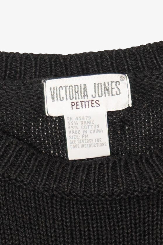 Vintage Black Victoria Jones Beaded Sweater (1990s)