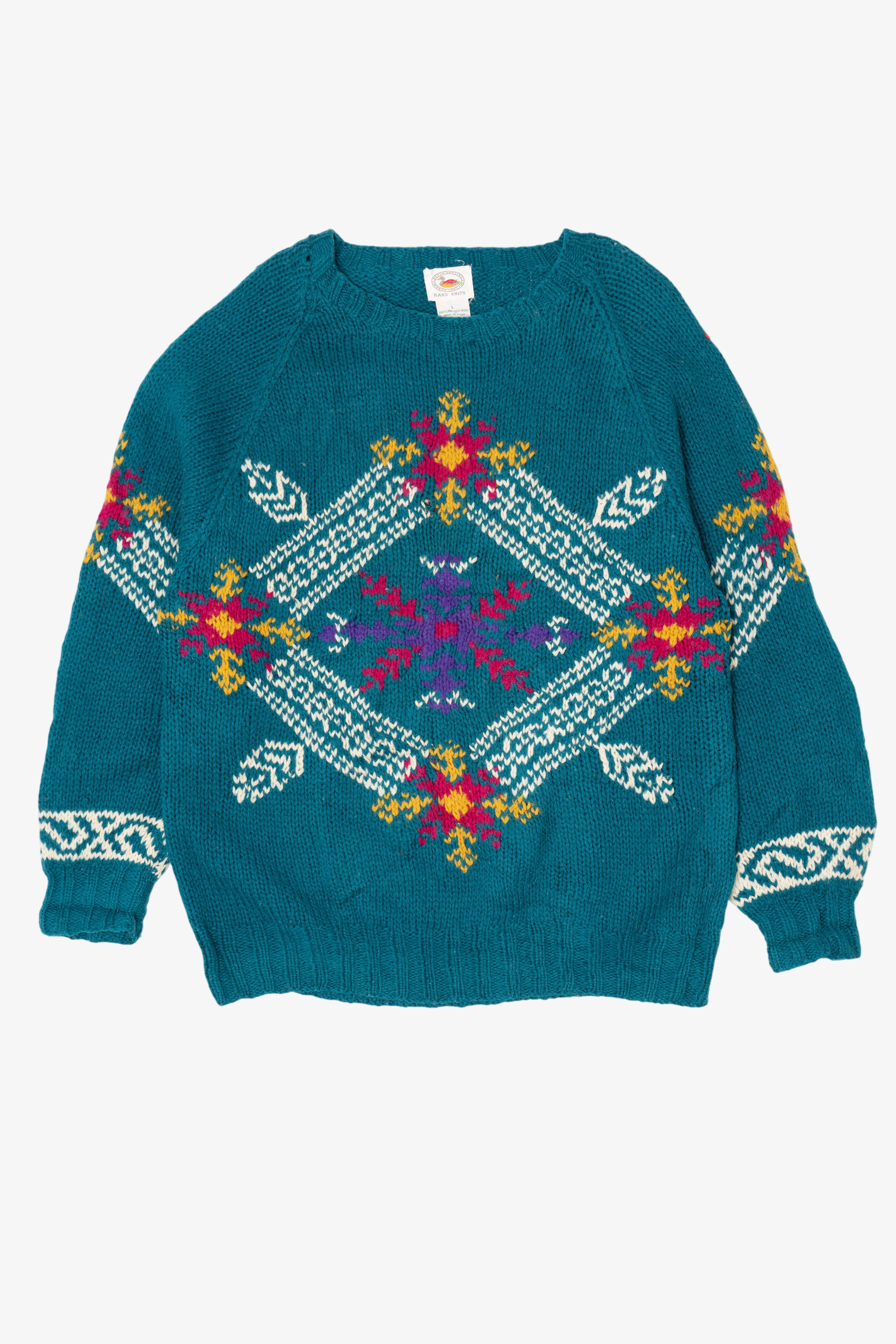 Vintage Hand Knit Teal Marsh Landing Sweater (1990s) – Ragstock