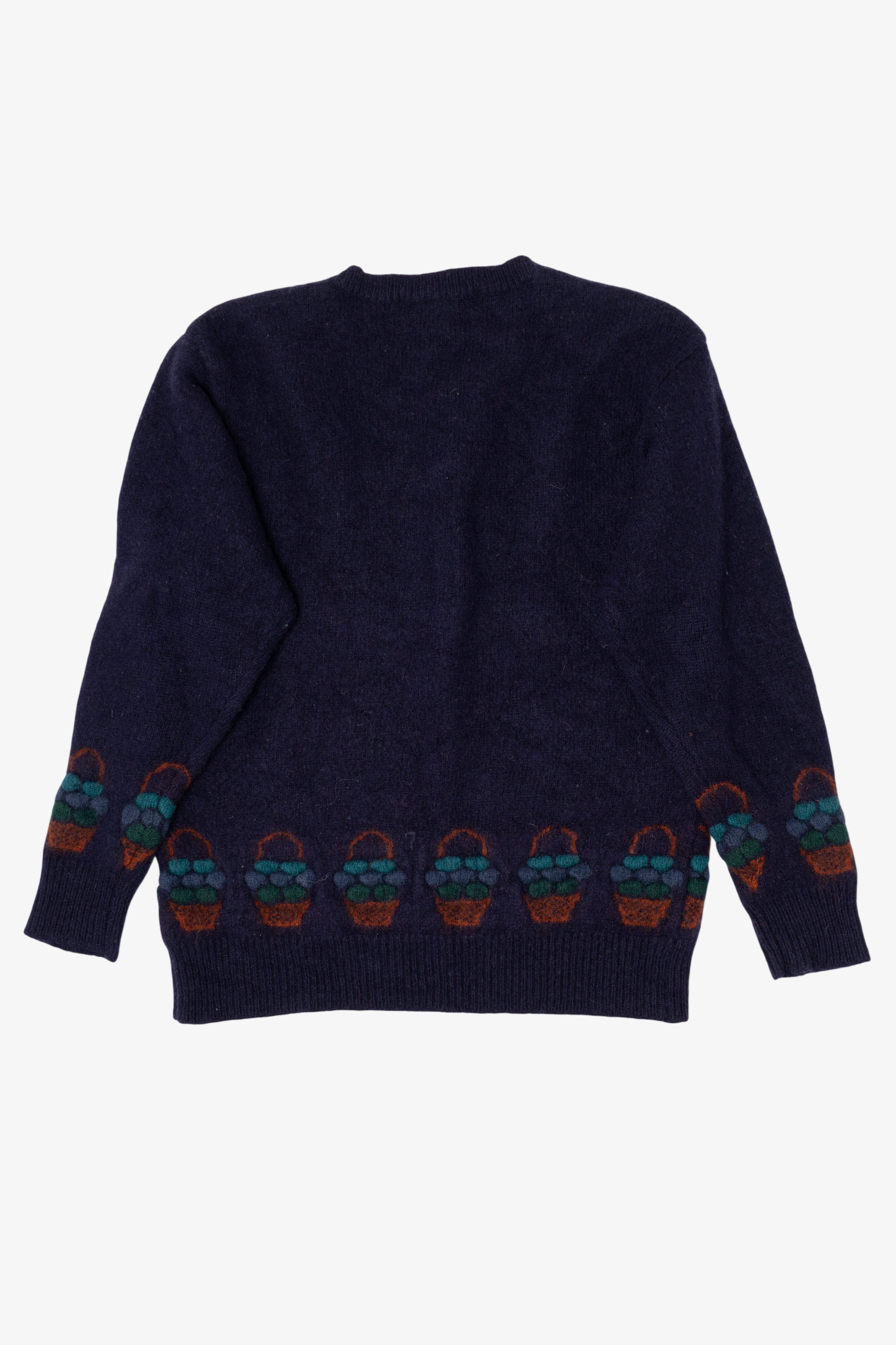 Vintage Jumpers Raised Knit Baskets Sweater (1980s)