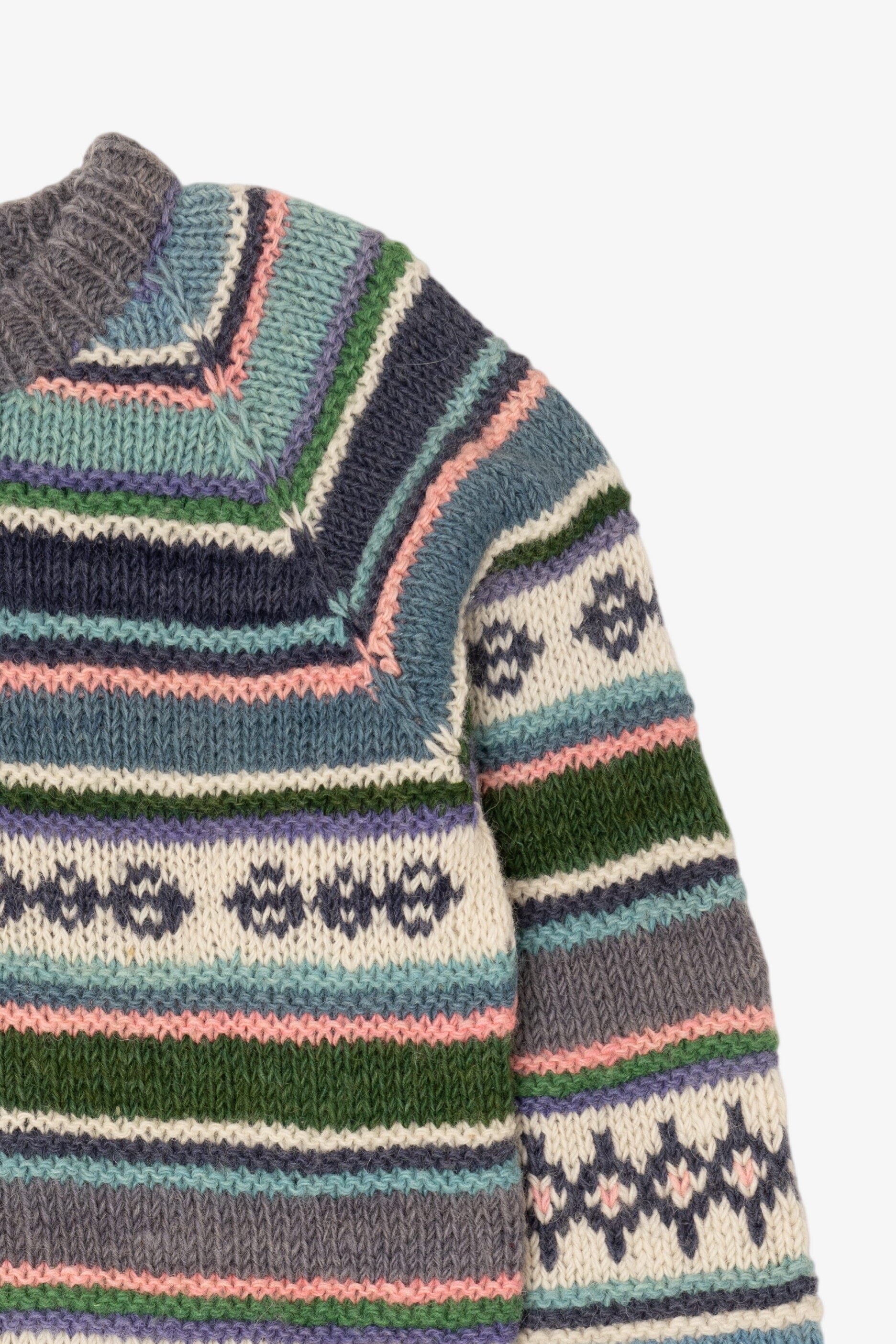 Vintage Hand Knit Blue Ganesh Himal Nepal Sweater (1980s)