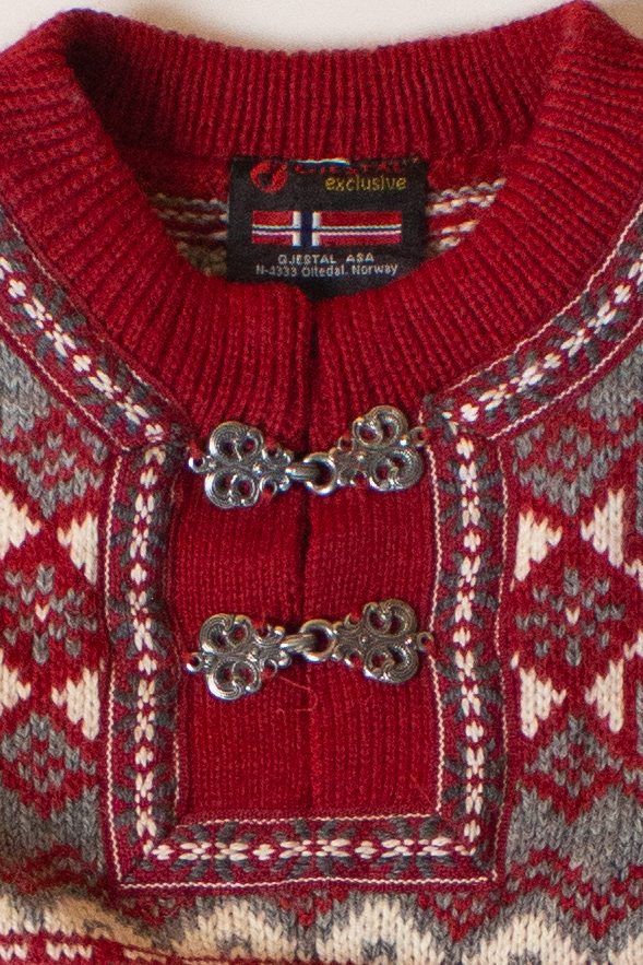 Vintage Red Norwegian Wool Sweater (1990s)