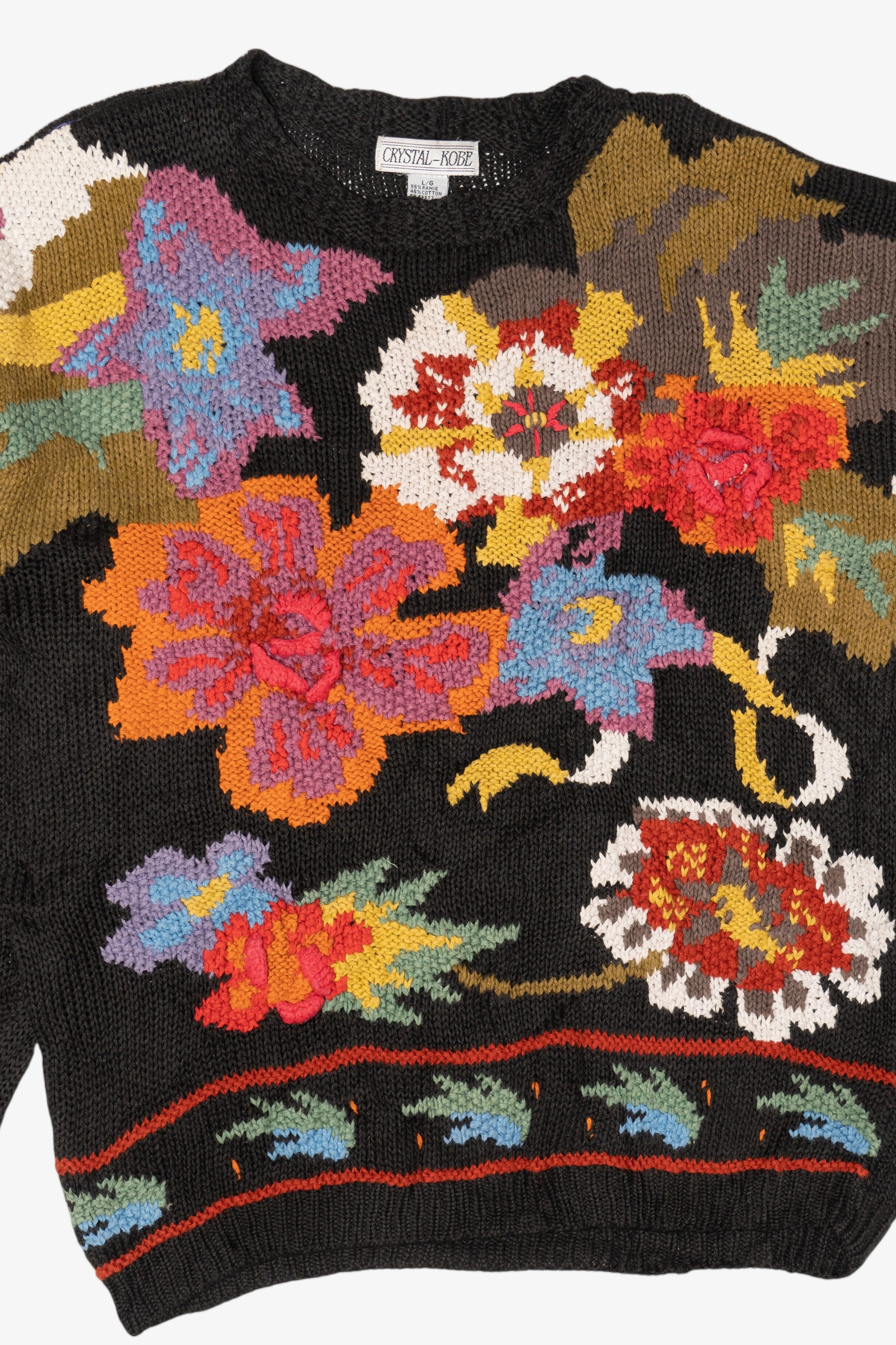 Vintage Crystal Kobe Floral Graphic Sweater (1990s)