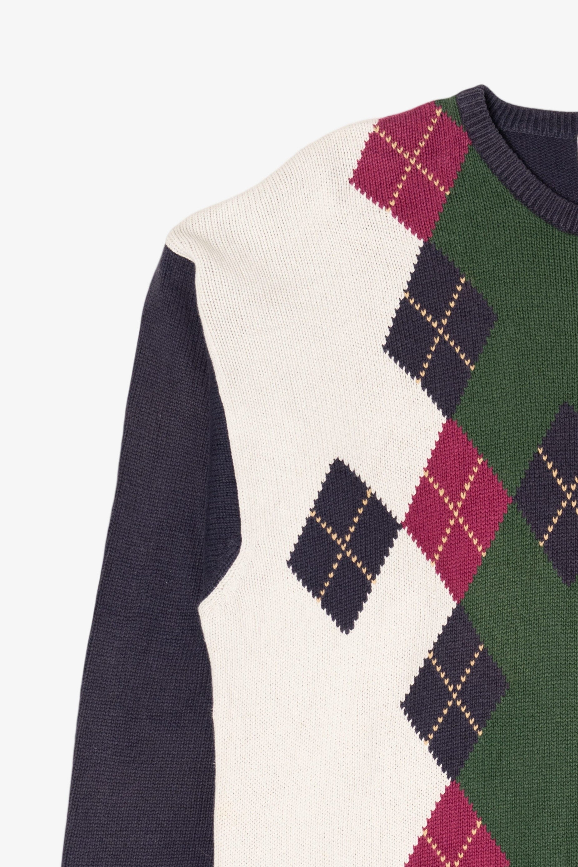 Vintage Pringle Of Scotland Hand Intarsia Argyle Sweater (1990s)