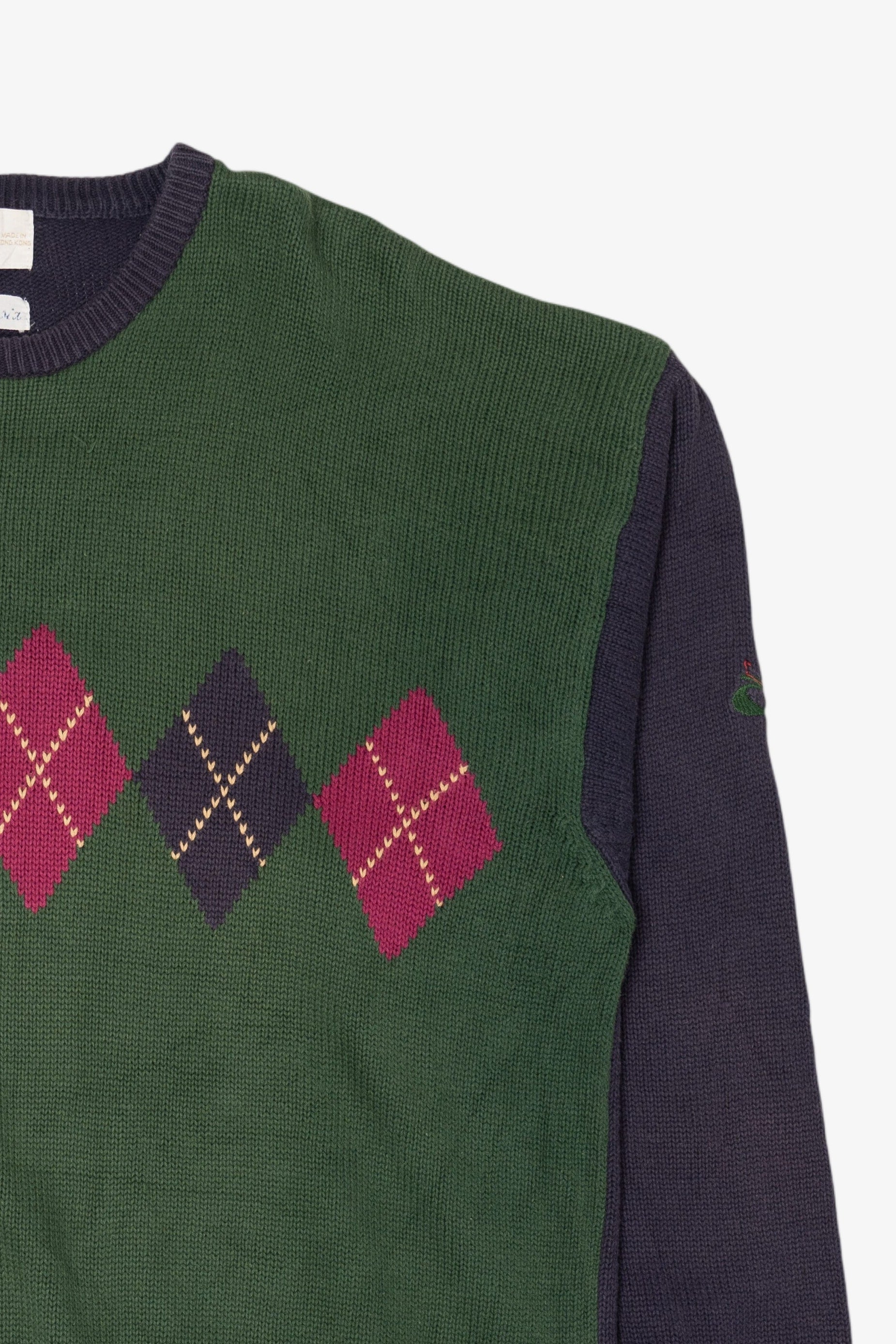 Vintage Pringle Of Scotland Hand Intarsia Argyle Sweater (1990s)