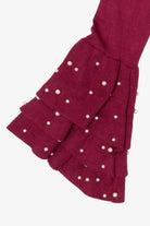 Burgundy Venus Ruffled Bell Beaded Sleeve Sweater (2010s)