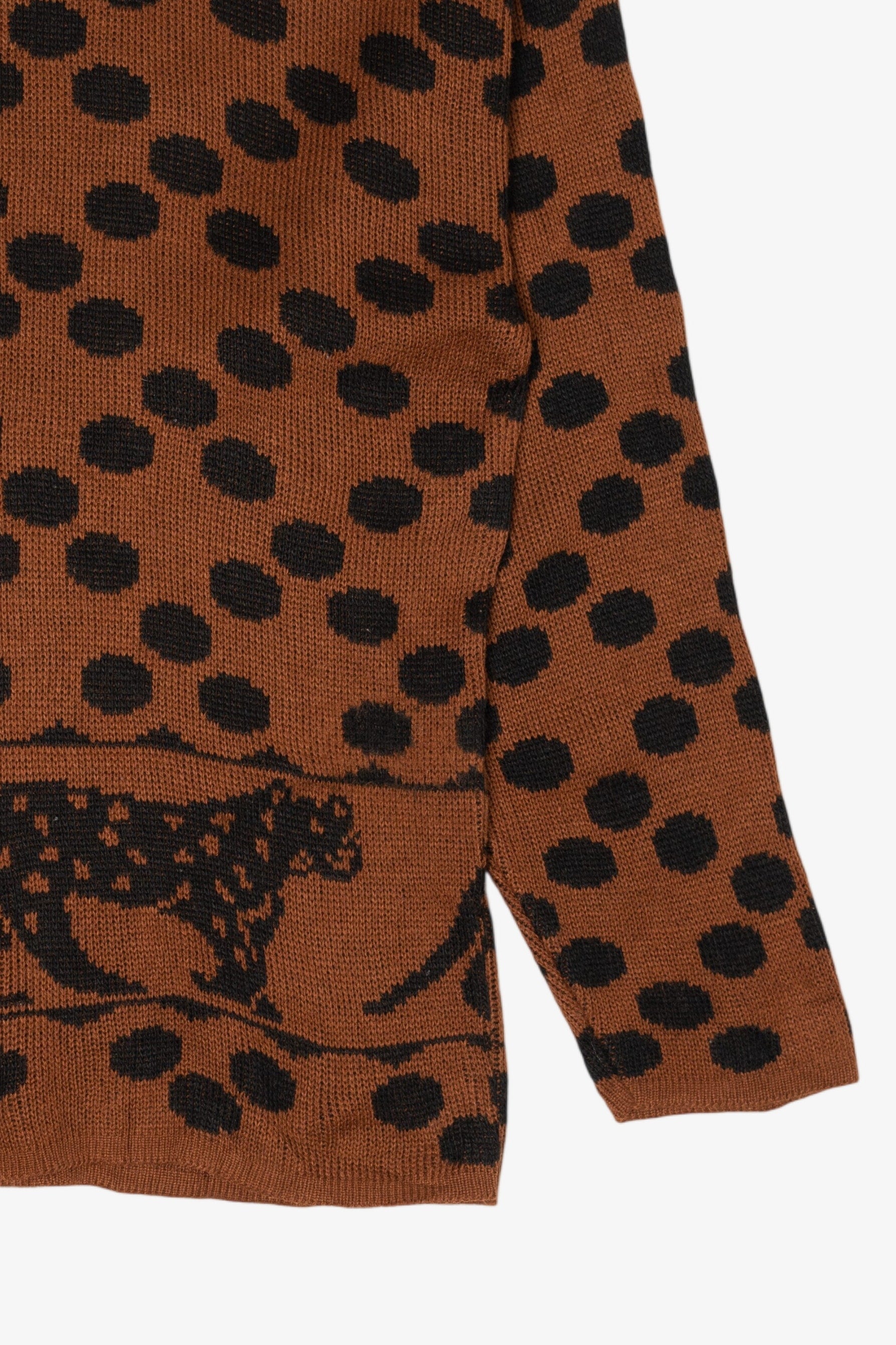 Vintage Brown Spotted Cheetah Graphic Sweater (1990s)