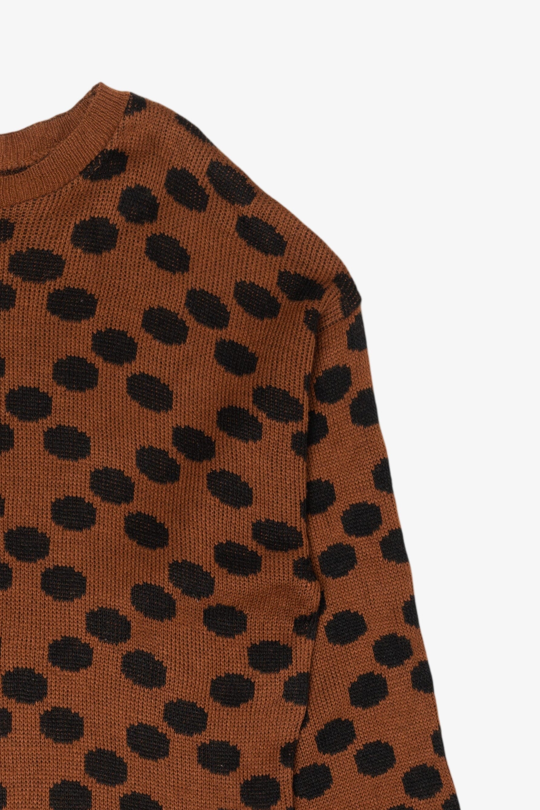 Vintage Brown Spotted Cheetah Graphic Sweater (1990s)