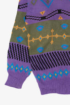 Vintage Purple Perspective Geometric Graphic Sweater (1990s)