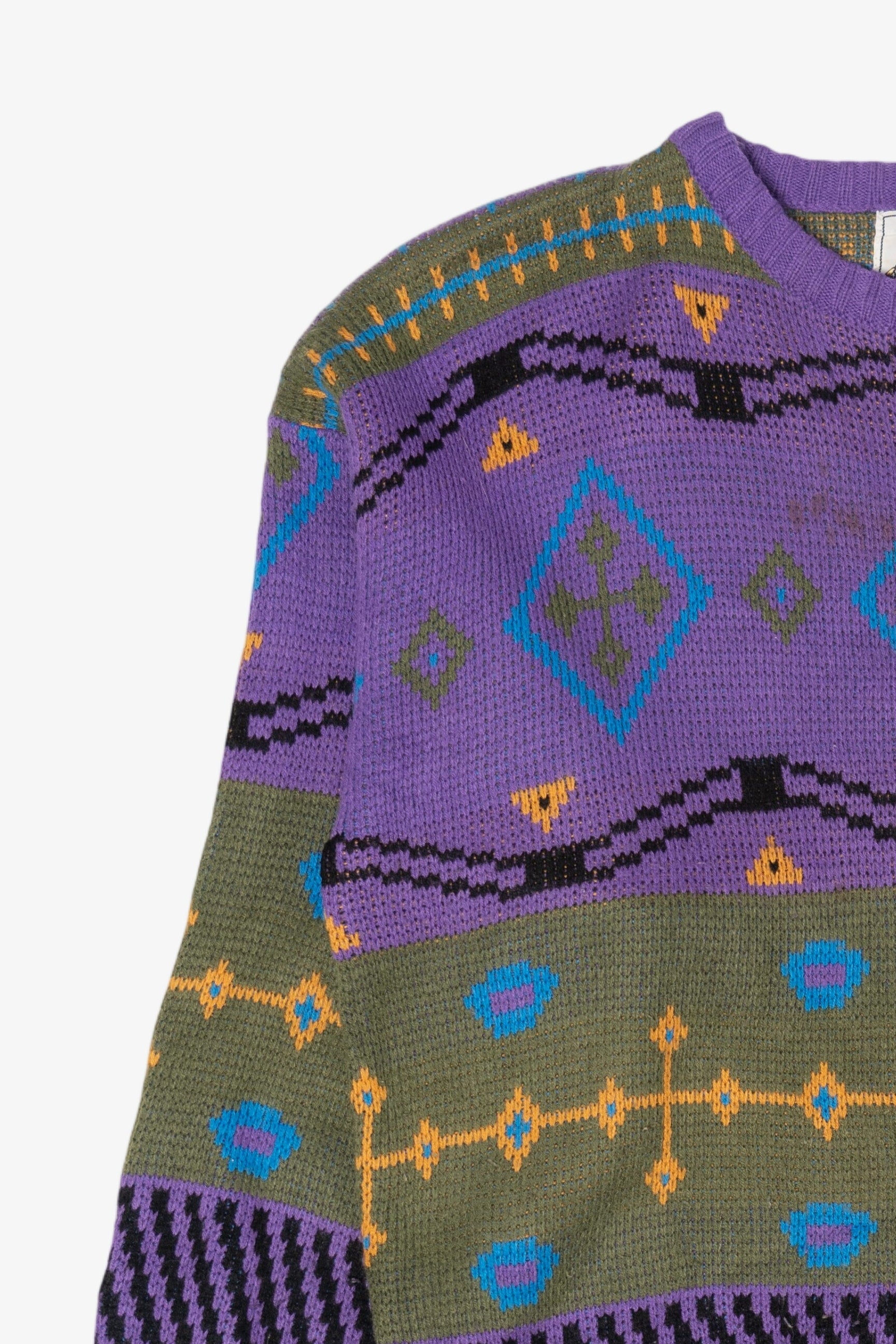 Vintage Purple Perspective Geometric Graphic Sweater (1990s)