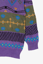 Vintage Purple Perspective Geometric Graphic Sweater (1990s)