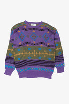 Vintage Purple Perspective Geometric Graphic Sweater (1990s)