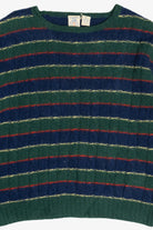 Vintage Dark Green Striped J.G. Hook Shetland Wool Sweater (1980s)