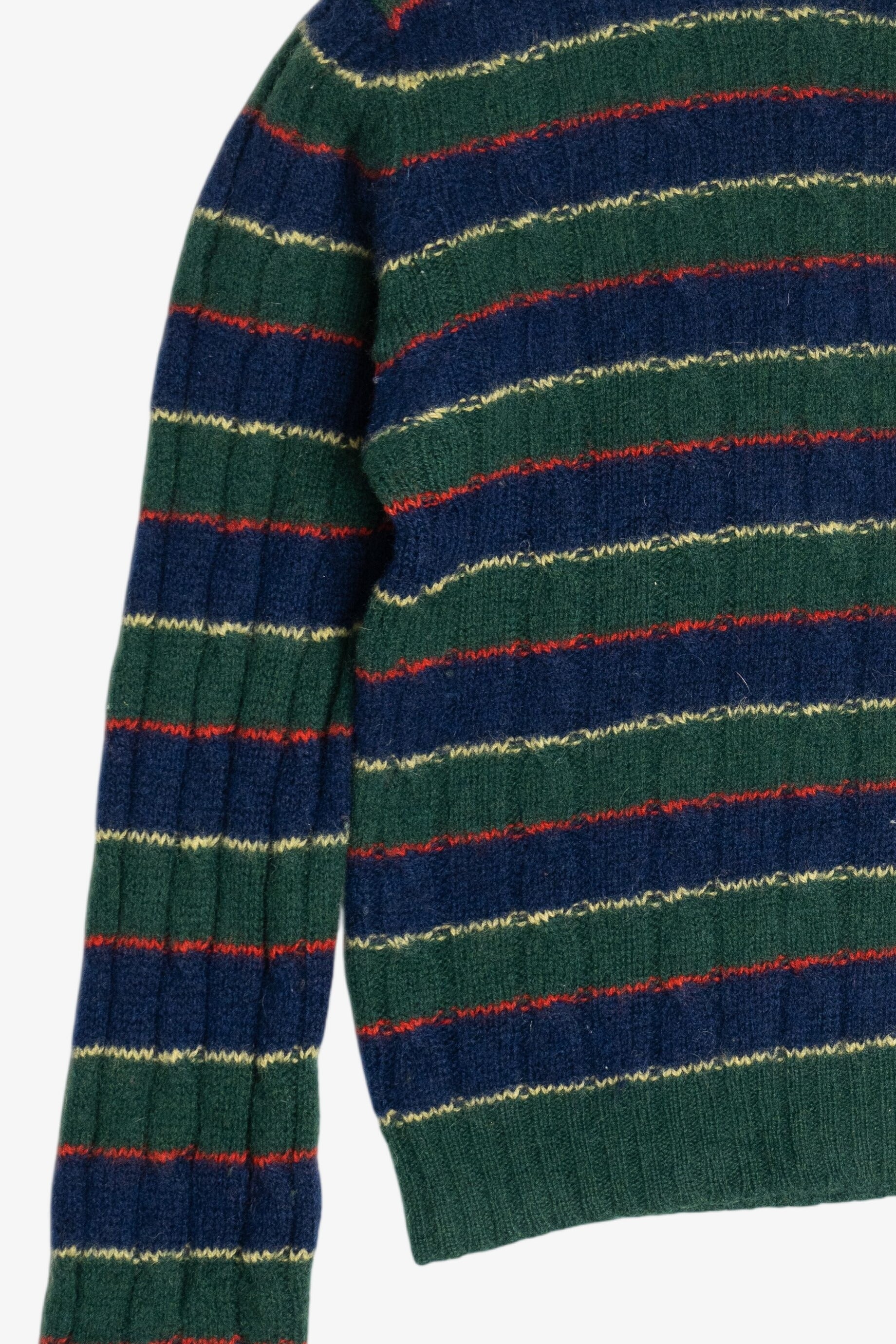 Vintage Dark Green Striped J.G. Hook Shetland Wool Sweater (1980s)