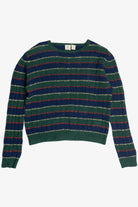 Vintage Dark Green Striped J.G. Hook Shetland Wool Sweater (1980s)