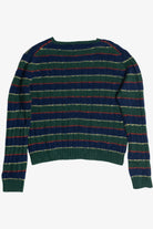 Vintage Dark Green Striped J.G. Hook Shetland Wool Sweater (1980s)