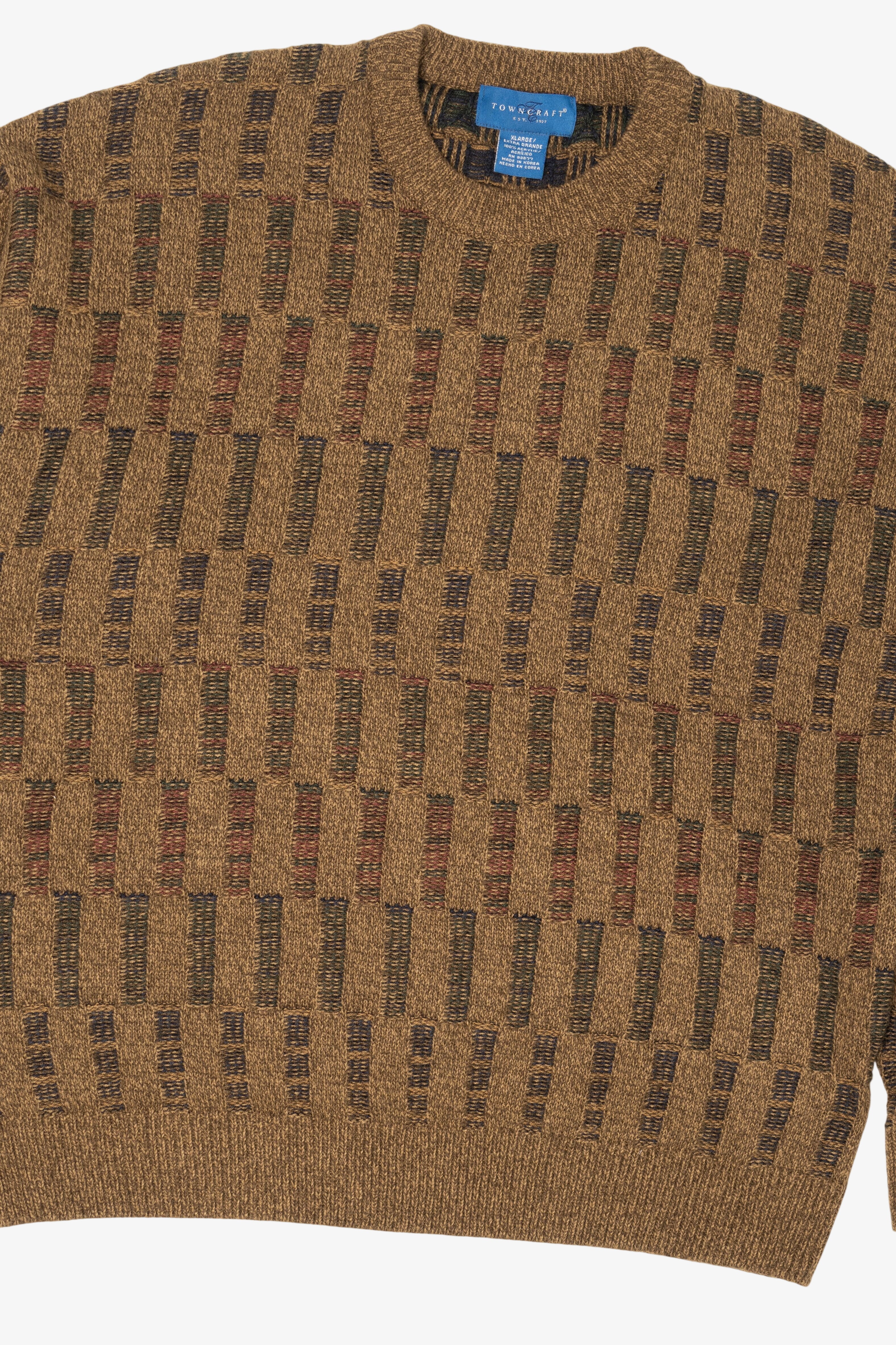 Vintage Brown Towncraft Knit Textured Sweater (1990s)