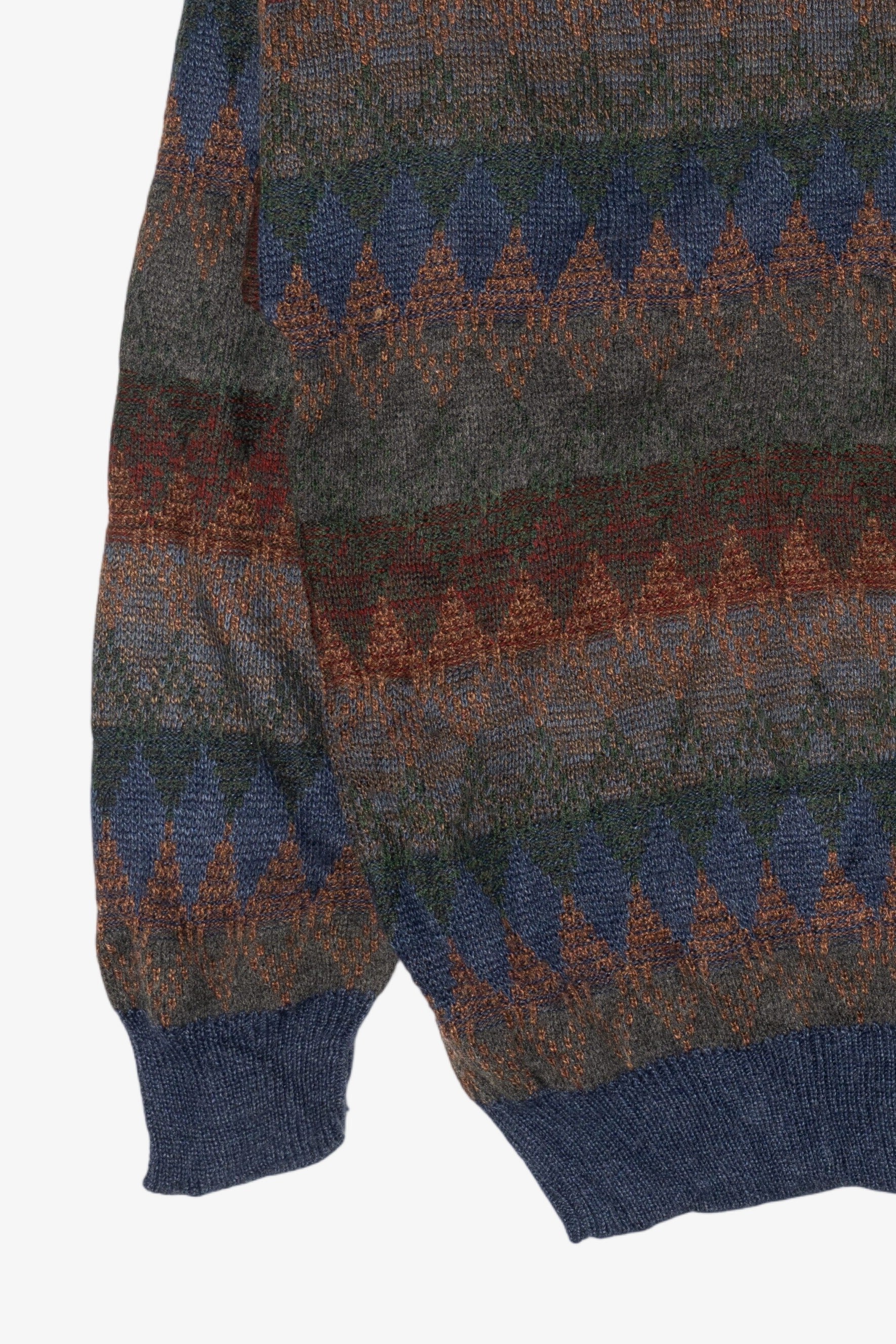 Vintage Navy Blue Jantzen Geometric Pattern Sweater (1990s)