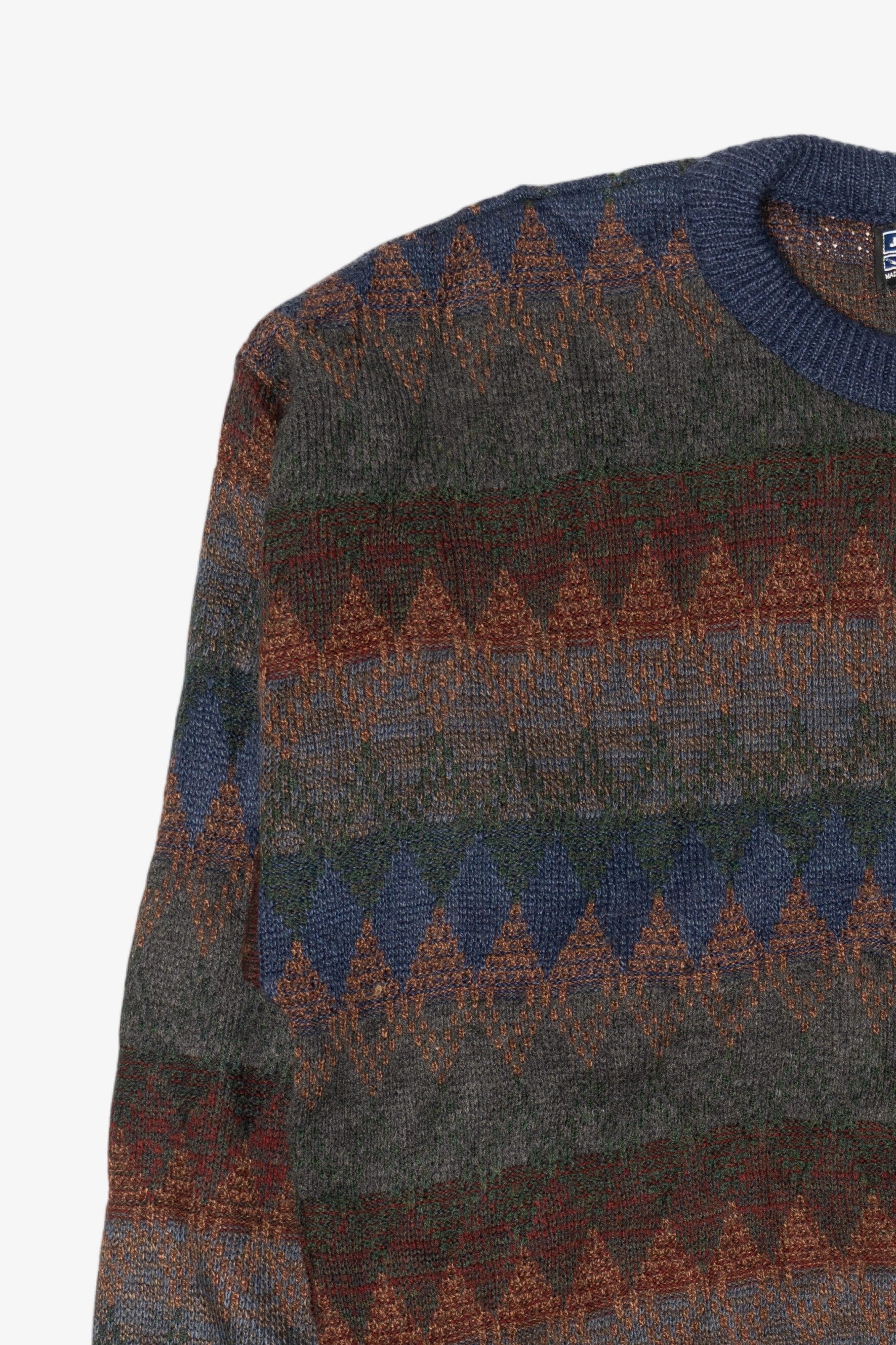 Vintage Navy Blue Jantzen Geometric Pattern Sweater (1990s)