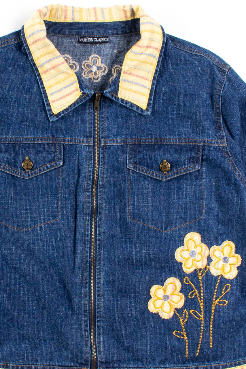 Vintage Floral Denim Jacket 1201