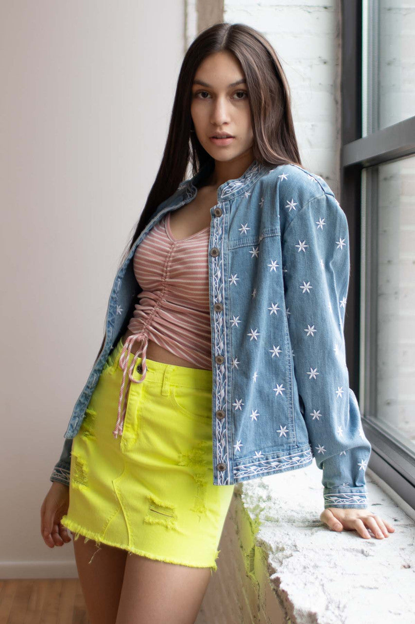 Vintage Star Embroidered Denim Jacket 894