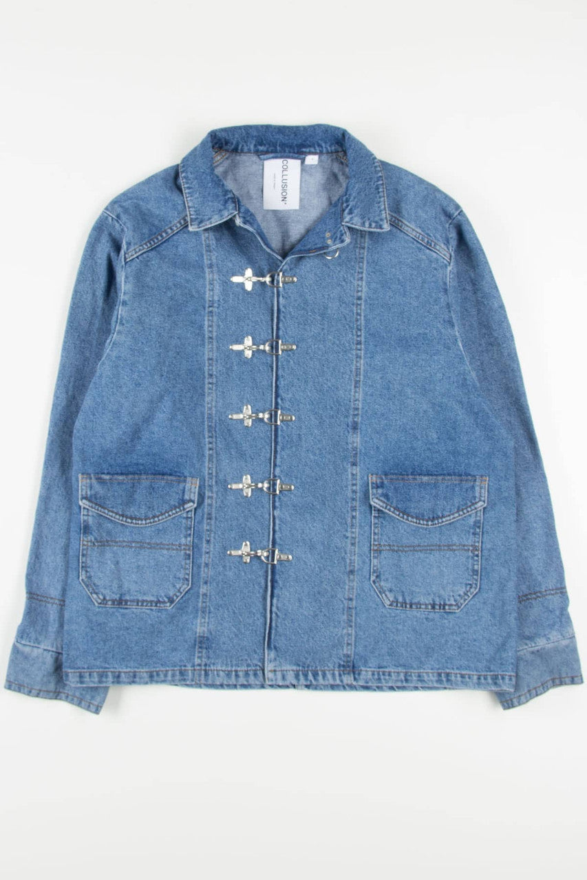 Clip Front Denim Anorak Jacket