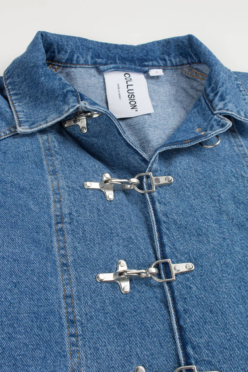 Clip Front Denim Anorak Jacket