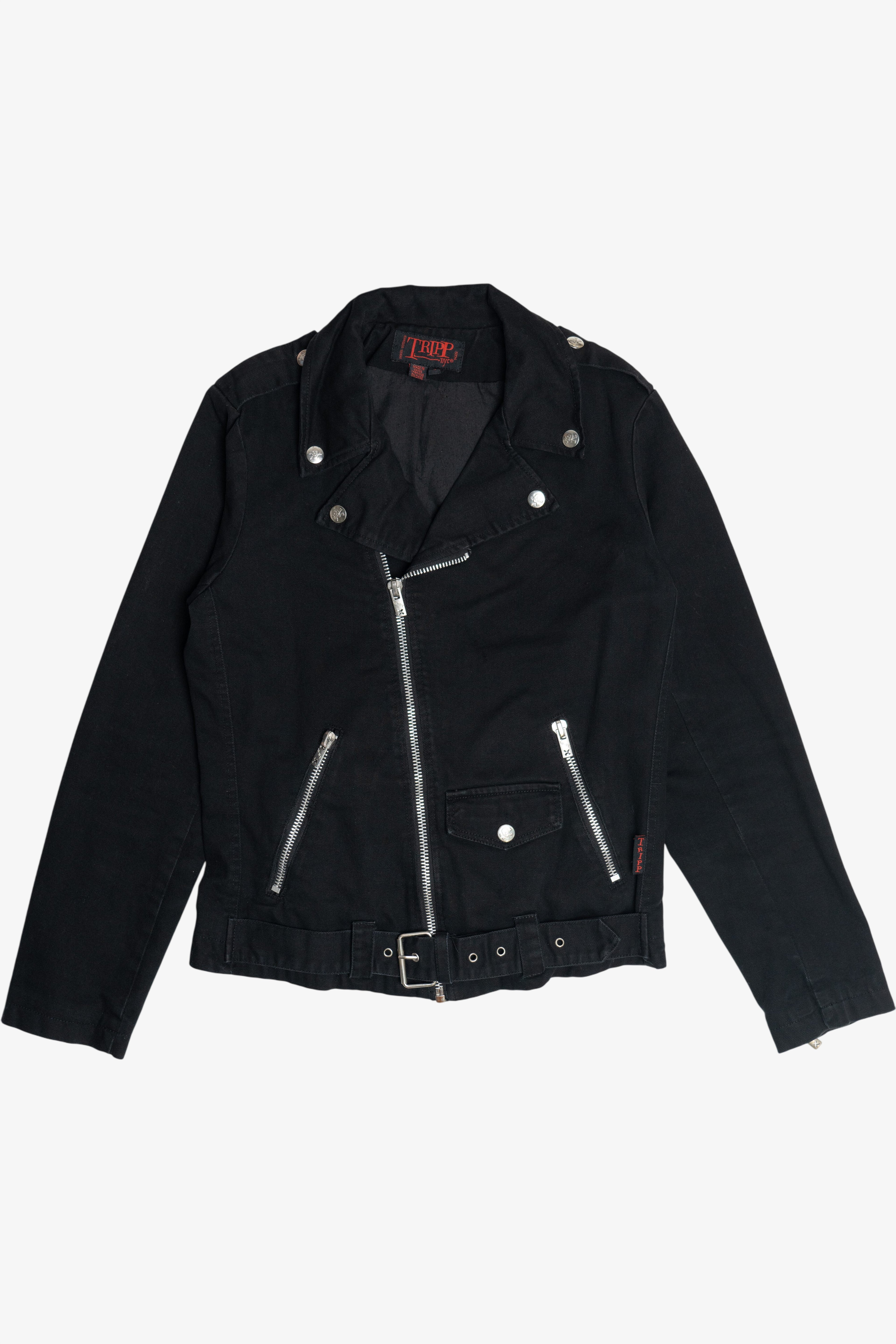 Vintage Black Tripp NYC Denim Motorcycle Jacket (2000s)