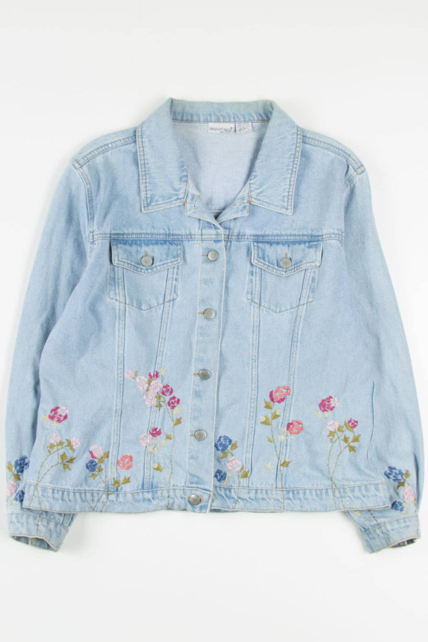 Vintage Floral Embroidered Denim Jacket 1385