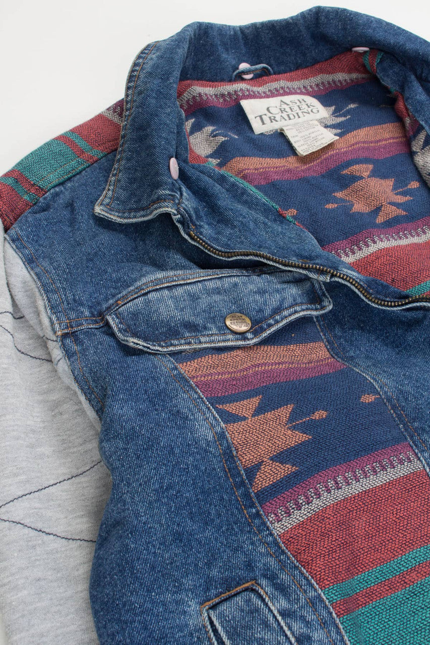 Vintage Inset Blanket Detail Denim Jacket 1386