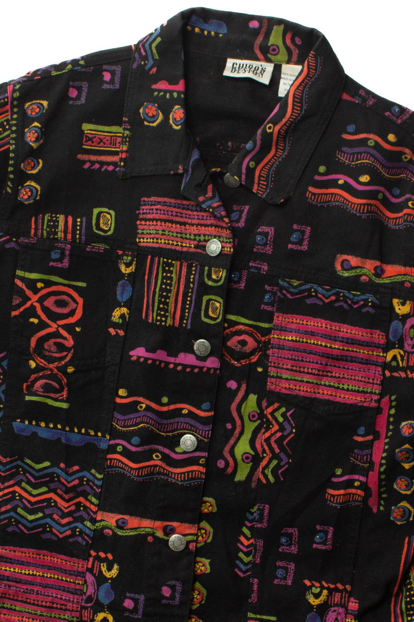 Vintage Multicolor Beaded Denim Jacket (1990s)
