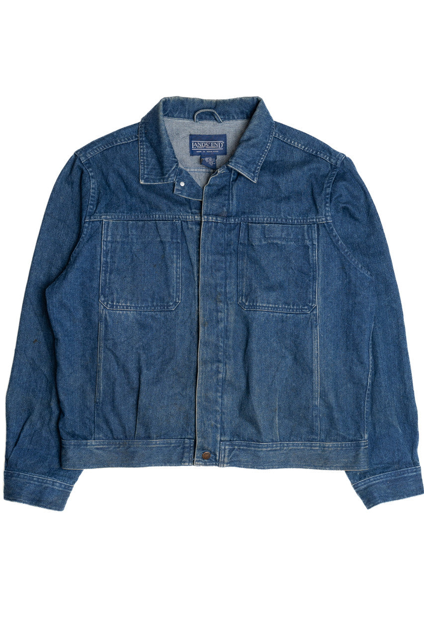 Vintage Lands' End Hidden Button Denim Jacket