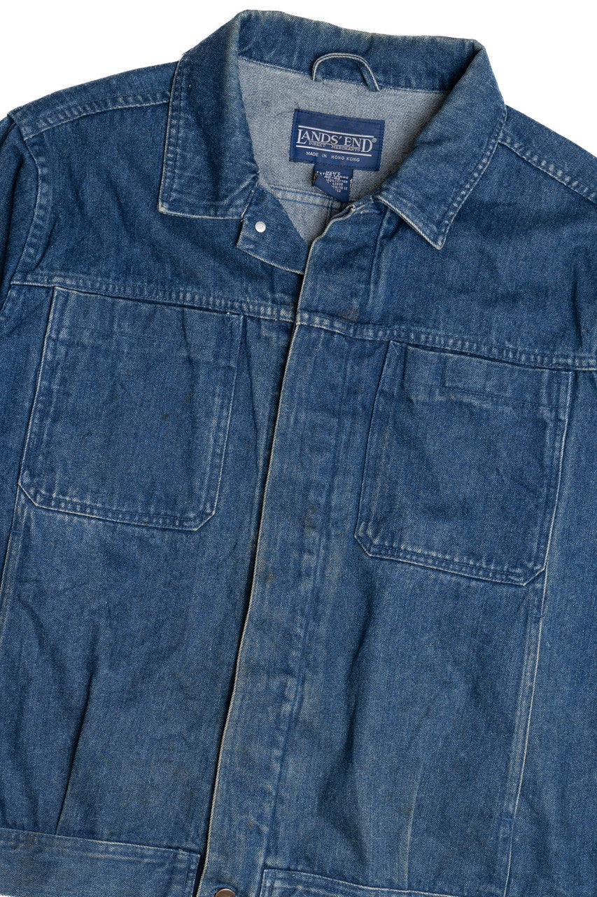 Vintage Lands' End Hidden Button Denim Jacket