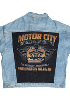 Vintage Upcycled Harley Davidson "Motor City" Patch Denim Jacket 1588