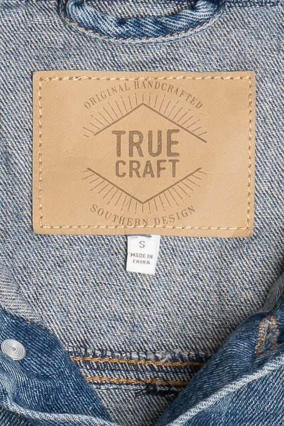 Upcycled Harley Davidson "El Paso Texas" Back Patch Denim Jacket 1590