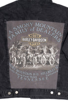 Upcycled Harley Davidson "Smoky Mountain" Back Patch Black Denim Jacket
