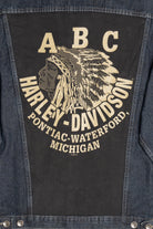 Upcycled Harley Davidson "ABC" Michigan Back Patch Denim Jacket