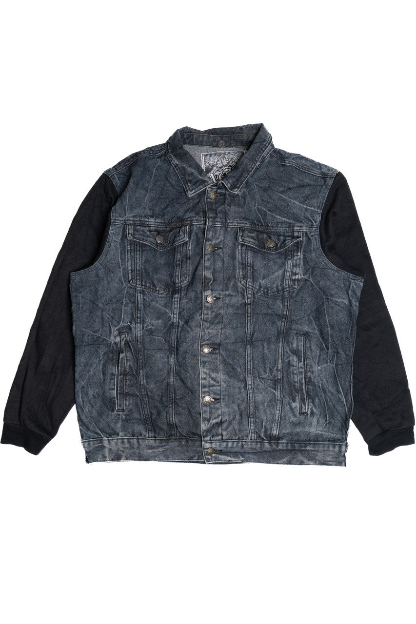 Upcycled Harley Davidson Skeleton Back Patch Denim Jacket