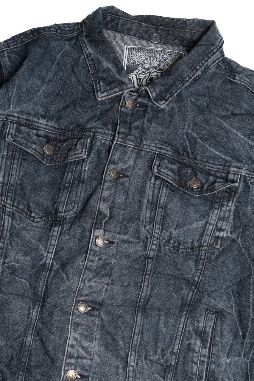 Upcycled Harley Davidson Skeleton Back Patch Denim Jacket