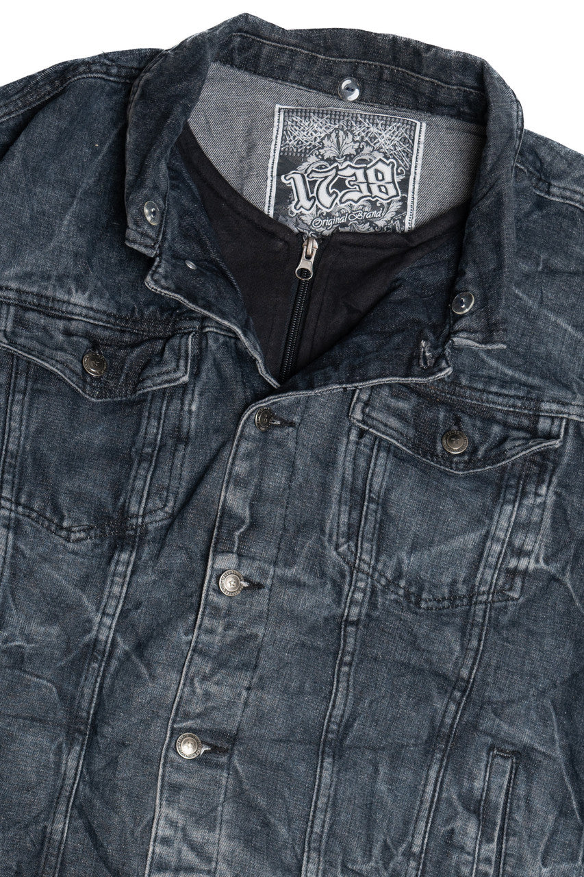 Upcycled Harley Davidson Skeleton Back Patch Denim Jacket
