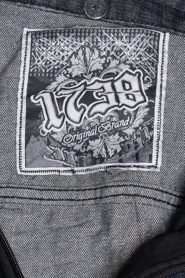 Upcycled Harley Davidson Skeleton Back Patch Denim Jacket