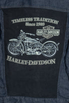 Upcycled Harley Davidson "Timeless Tradition" Back Patch Denim Jacket