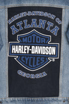 Upcycled Harley Davidson Atlanta Georgia Back Patch Denim Jacket 1606