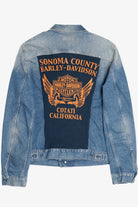 Upcycled Harley Davidson Sonoma County Back Patch Denim Jacket 1615