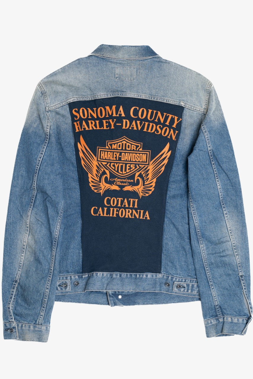Upcycled Harley Davidson Sonoma County Back Patch Denim Jacket 1615