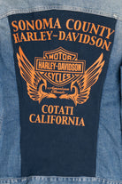 Upcycled Harley Davidson Sonoma County Back Patch Denim Jacket 1615