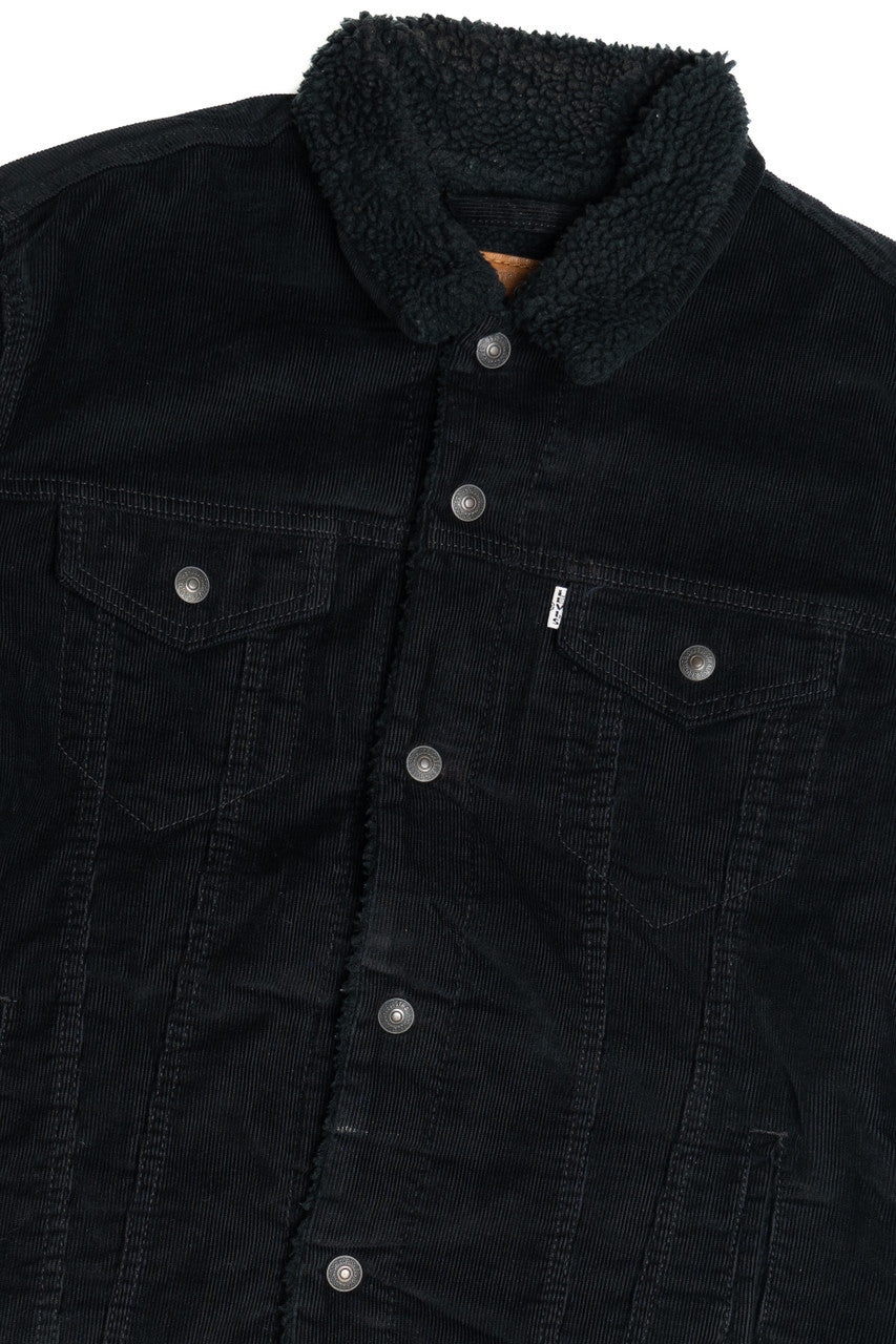 Levi's Premium Black Corduroy Faux Sherpa Lined Denim Jacket