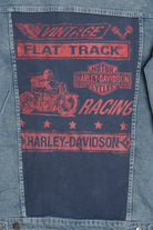 Upcycled Harley Davidson "Flat Track Racing" Back Patch Denim Jacket