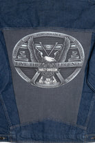 Vintage Upcycled Harley Davidson Back Patch Planet Hollywood Denim Jacket