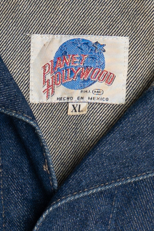 Vintage Upcycled Harley Davidson Back Patch Planet Hollywood Denim Jacket